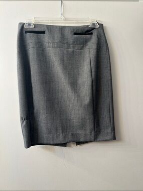 Express Charcoal Gray Pencil Skirt with Decorative Welt Details